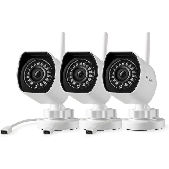 Zmodo Outdoor Wireless Security Camera System, 2 Pack 1080p Full HD Smart Home Indoor Outdoor WiFi IP Cameras with Night Vision, Plug-In, Compatible with Alexa
