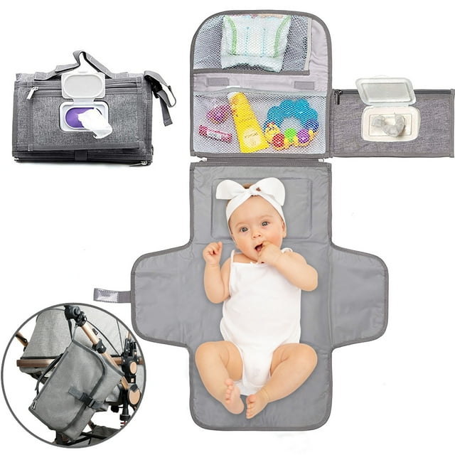 Zmoon Baby Portable Changing Pad with Wipes Pocket for Diaper Bag