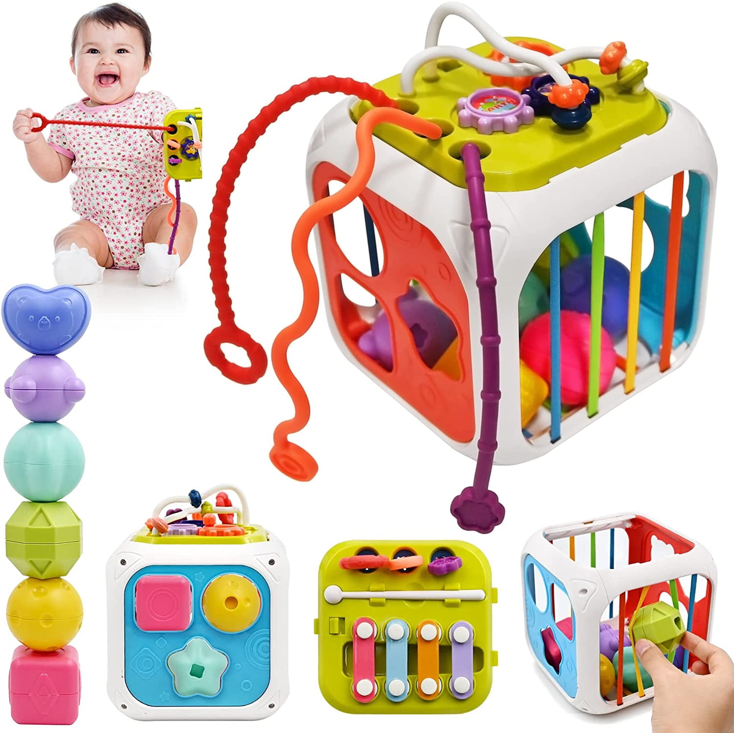 Baby Shape Blocks Sorting Game Children Montessori Educational Colorful  Sensory Cube Bebe Fine Motor Skills Training Toy Module