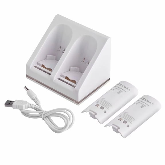 Dual Charger Dock with Two Rechargeable 2800mAH Batteries Compatible wtith Wii Remote Controller