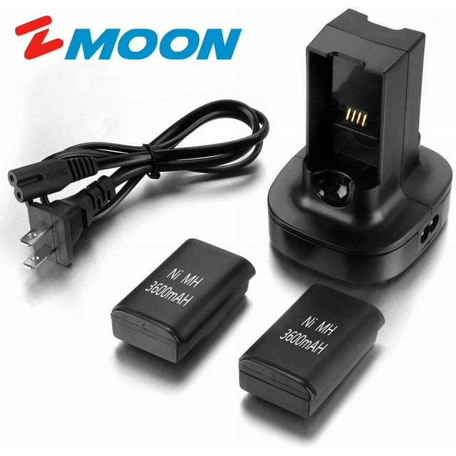 Zmoon Dual Battery Charger Dock Charging Station with Free 2-pack Rechargeable Battery For Xbox360 Microsoft Xbox 360 Remote Controller Xbox 360 Charger Kit