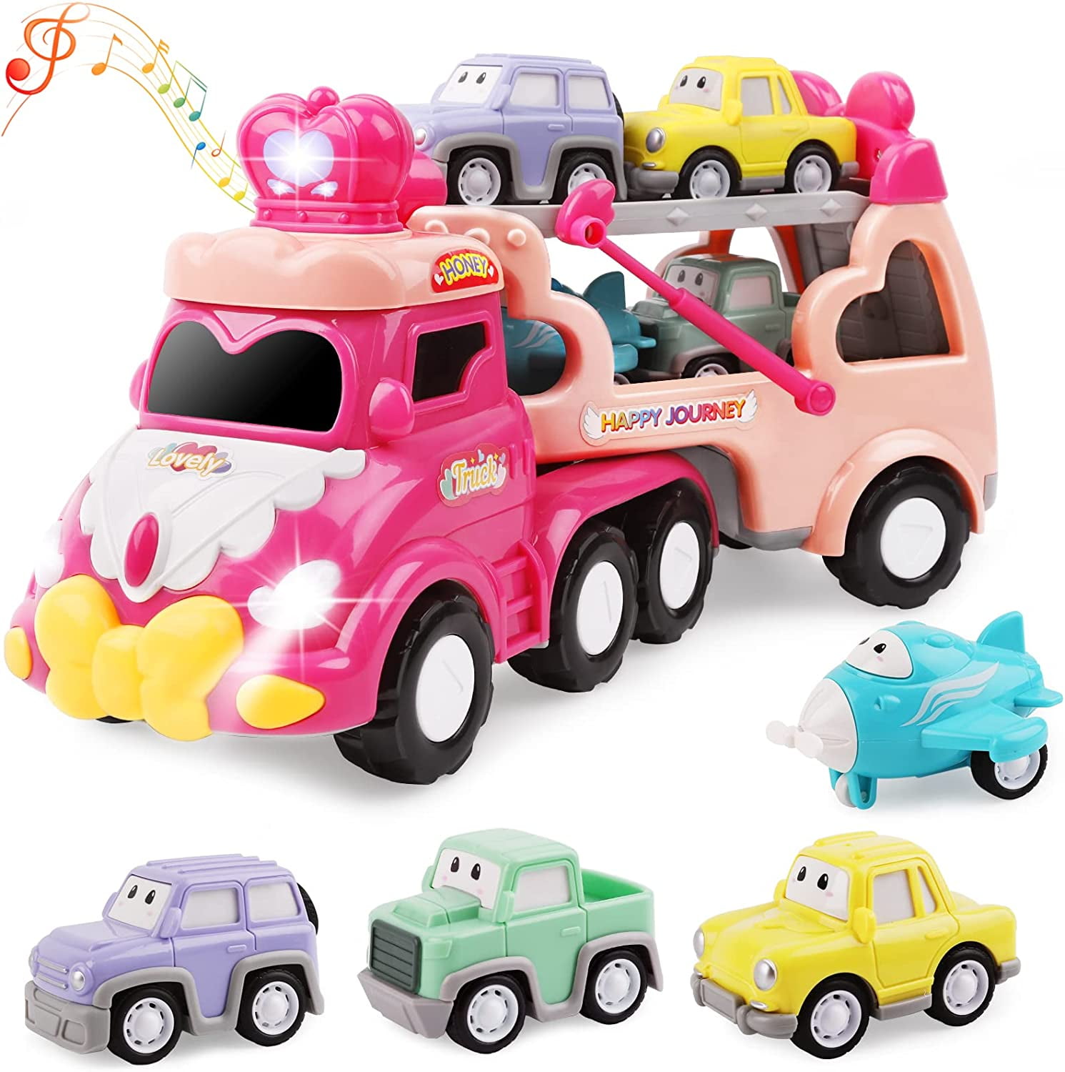 Zmoon Toddler Car 4 Year Old Girl Toys Carrier Truck Pink Princess