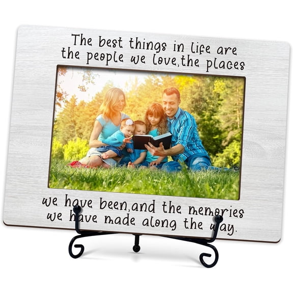 Zmyollo Inspirational Picture Frame, the best things in life are the people we love - Wooden Tabletop Photo Frame With Stand, Christmas Birthday Long Distance Relationship Gift for family Friend, A18