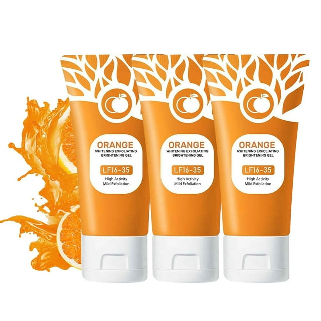 Zmzmskgsi Gmeelan Orange Enzymes Exfoliating Brightening Gel(Pack of 3), Orange Exfoliating Gel Scrub Face Body Skin, Deep Cleansing Moisturizing Facial Exfoliator, Clearance 50g/1.78oz