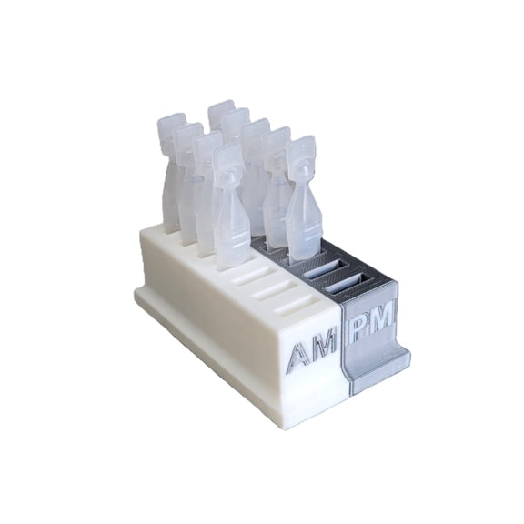 Znet3D Eye Drop Vial Holder for Single-Use Disposable Vials  Compatible with Major Brands, Dual-Color with AM/PM Sides for Usage Tracking, Available in 10-Slot  14-Slot Sizes