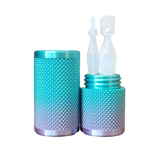Znet3D Eye Drop Vial Holder Travel Carry Case - Securely Holds Three (3) Single-Use Vials - Screw-On Lid, Knurled Pattern - Keep Vials Safe Secure While Traveling