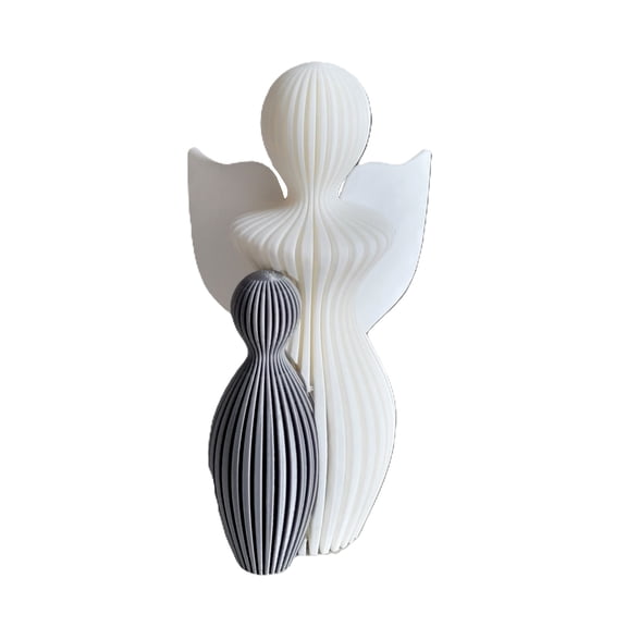 Znet3D Guardian Angel Statue - Elegant Abstract Home Dcor for Mothers Day, Birthdays, Anniversaries, New Babies, or Just for Love - White Angel with Silver Child