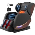 thumbnail image 1 of Znines Zero Gravity Full Body Massage Chair with 10-Point Fixed Massage, Lumbar Heat, Foot Roller & Airbags, Wood Grain Leather, Bluetooth,Black, 1 of 7