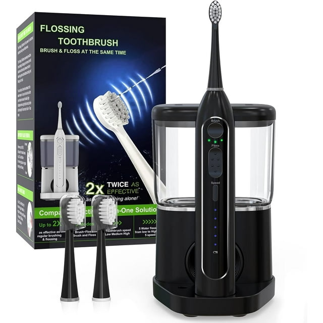 ZoCCee Flossing Toothbrush, Electric Toothbrush & Water Flosser Combo