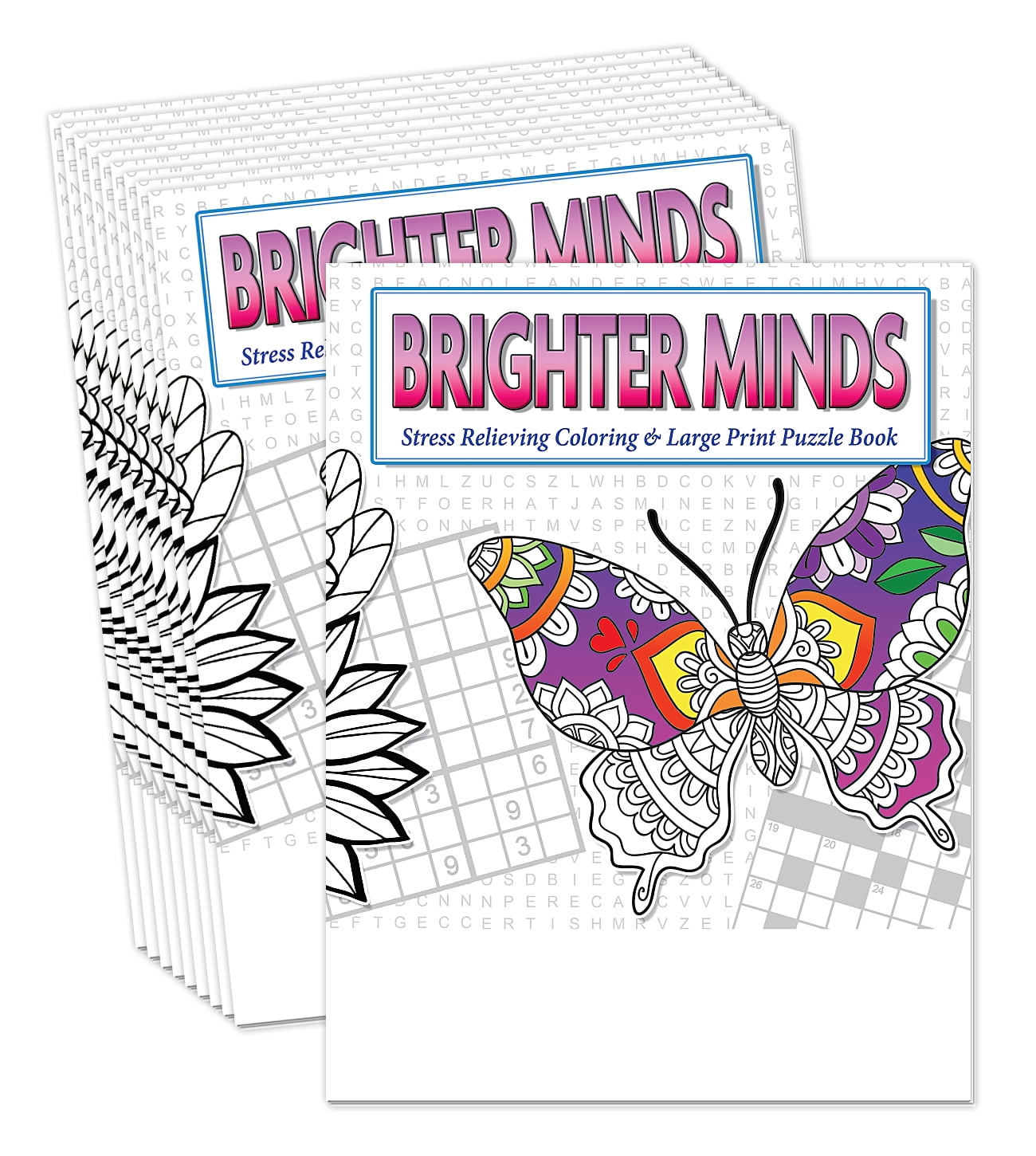 ZoCo: 10-Pack Adult Coloring and Large Print Puzzle Book Combo