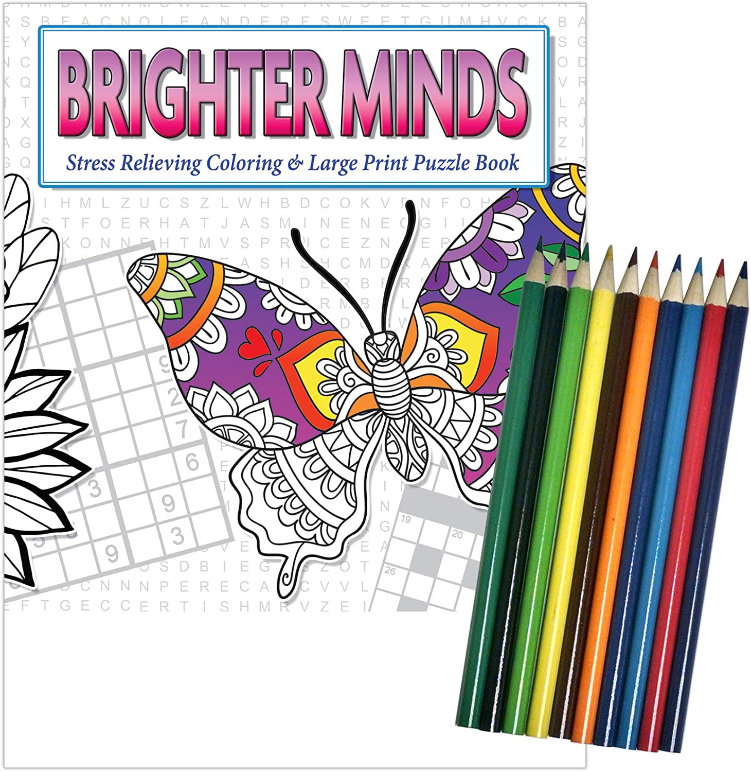 ZoCo: 10-Pack Brighter Minds Large Print Coloring & Puzzle Books, 32 Pages