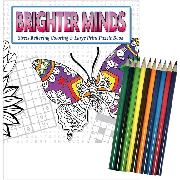 ZoCo: 10-Pack Brighter Minds Large Print Coloring & Puzzle Books, 32 Pages
