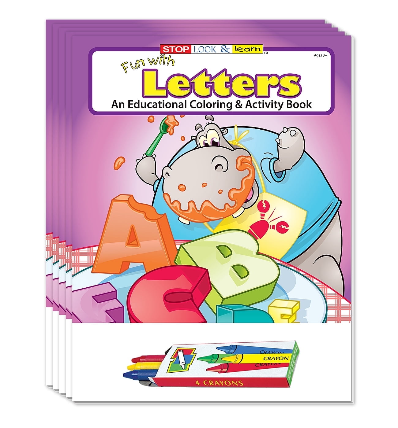 ZoCo: Fun with Letters Kid's Coloring Books, 25 Pack with Crayons