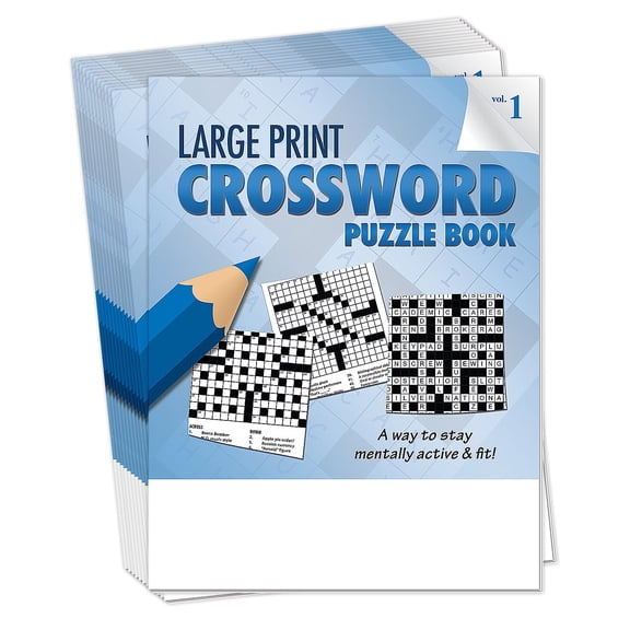ZoCo Large Print Crossword Puzzle Books (Vol 1) Set, 32 Pages, 25 Count, 25 Pack