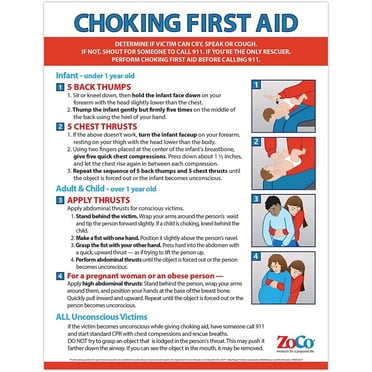 ZoCo: Choking First Aid Poster - Laminated, 12 x 18 inches