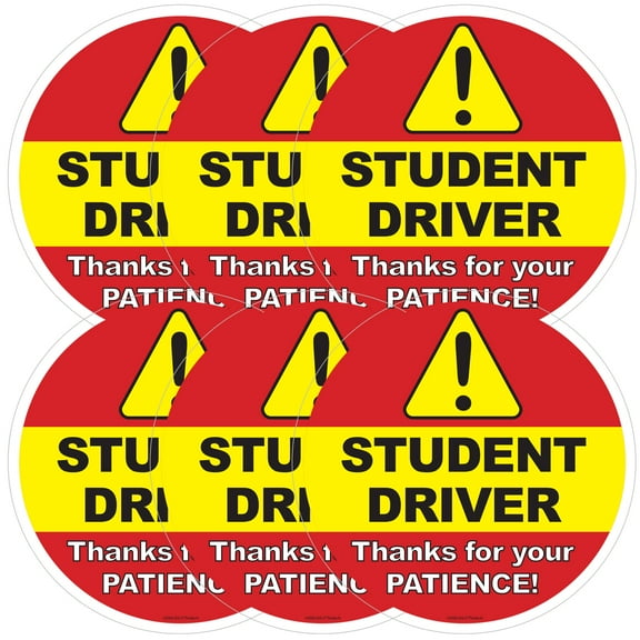 ZoCo: Student Driver Car Window Cling Decals (6 Pack), 6" x 6"