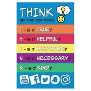 ZoCo: Think Before You Post - Bullying Prevention Inspirational Classroom Poster - Laminated