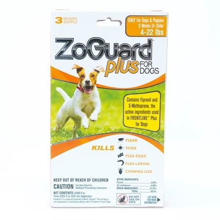 ZoGuard Plus Flea and Tick for Small Dogs, 3 Monthly Treatments