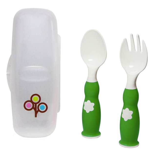 ZoLi Ergonomic Fork & Spoon Set with Travel Case - Mist Blue