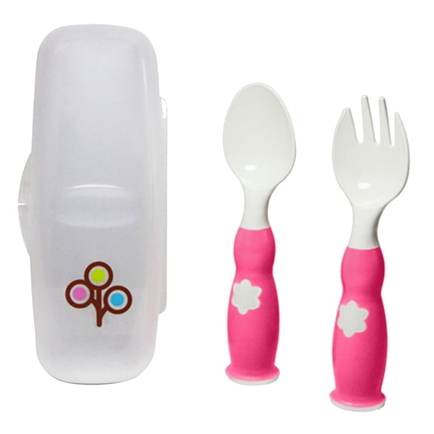 ZoLi Ergonomic Fork & Spoon Set with Travel Case - Blush main image 1
