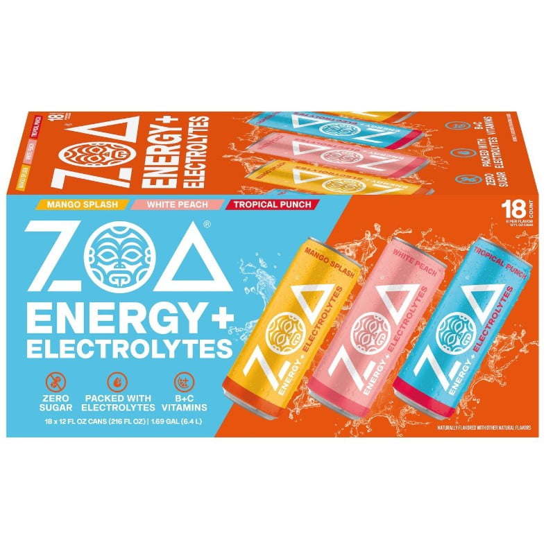 Zoa Energy + Electrolytes Variety Pack, 12 fl oz, 18-count