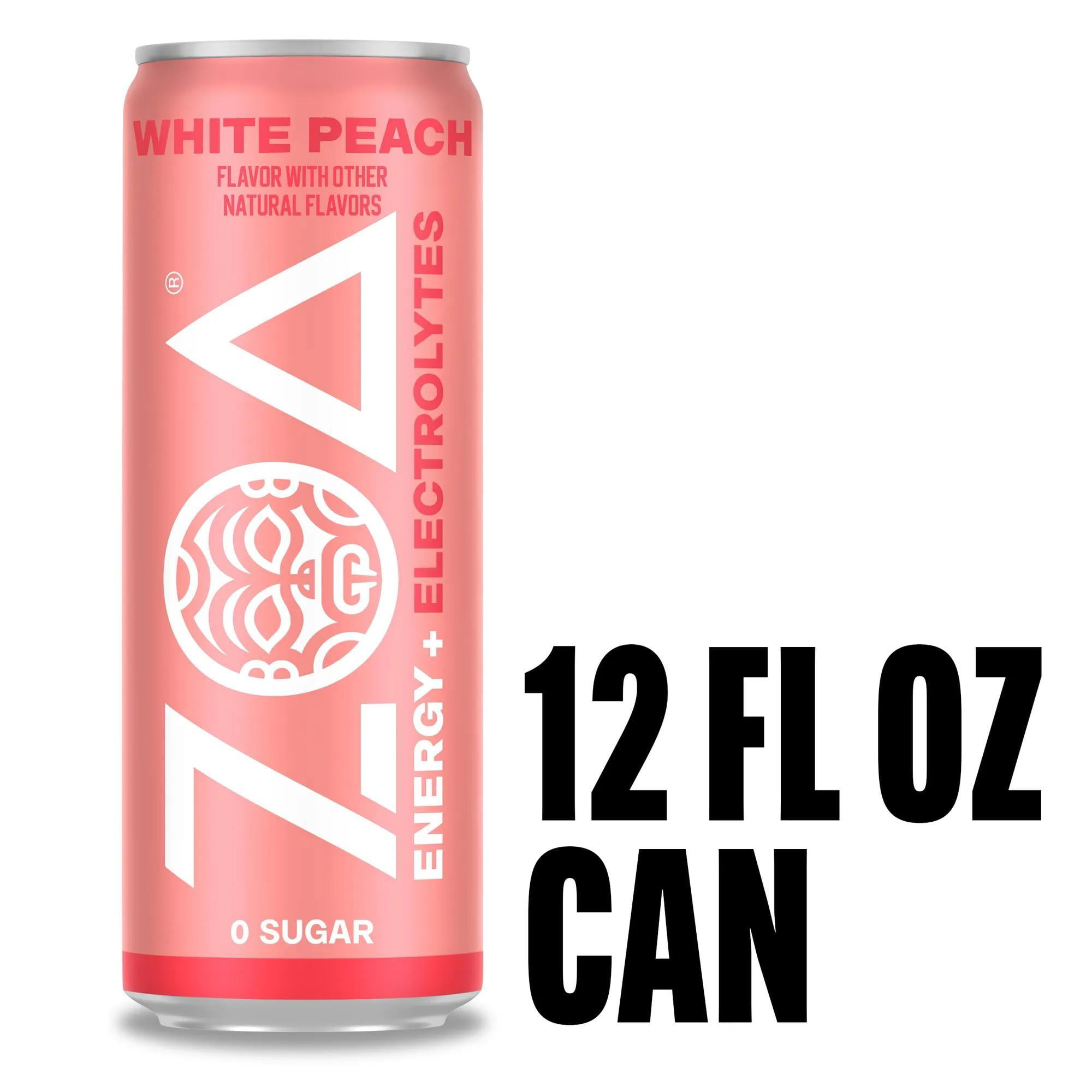 Zoa White Peach Zero Sugar , 12 fl oz Aluminum Can, 0% ABV