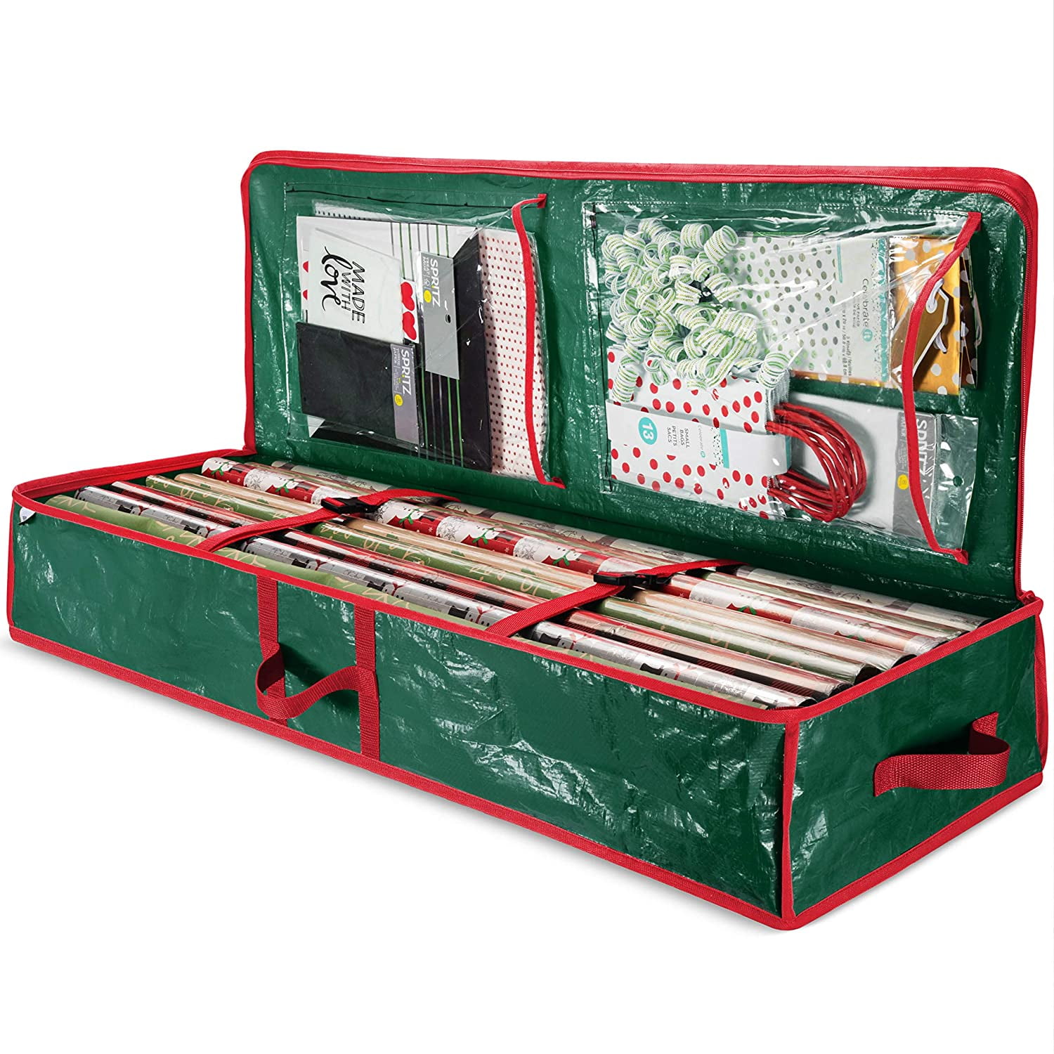 Hearth & Harbor Wrapping Paper Storage Organizer Container - Christmas Wrapping Paper Rolls Storage, Under-Bed Storage Box for Holiday Storage 