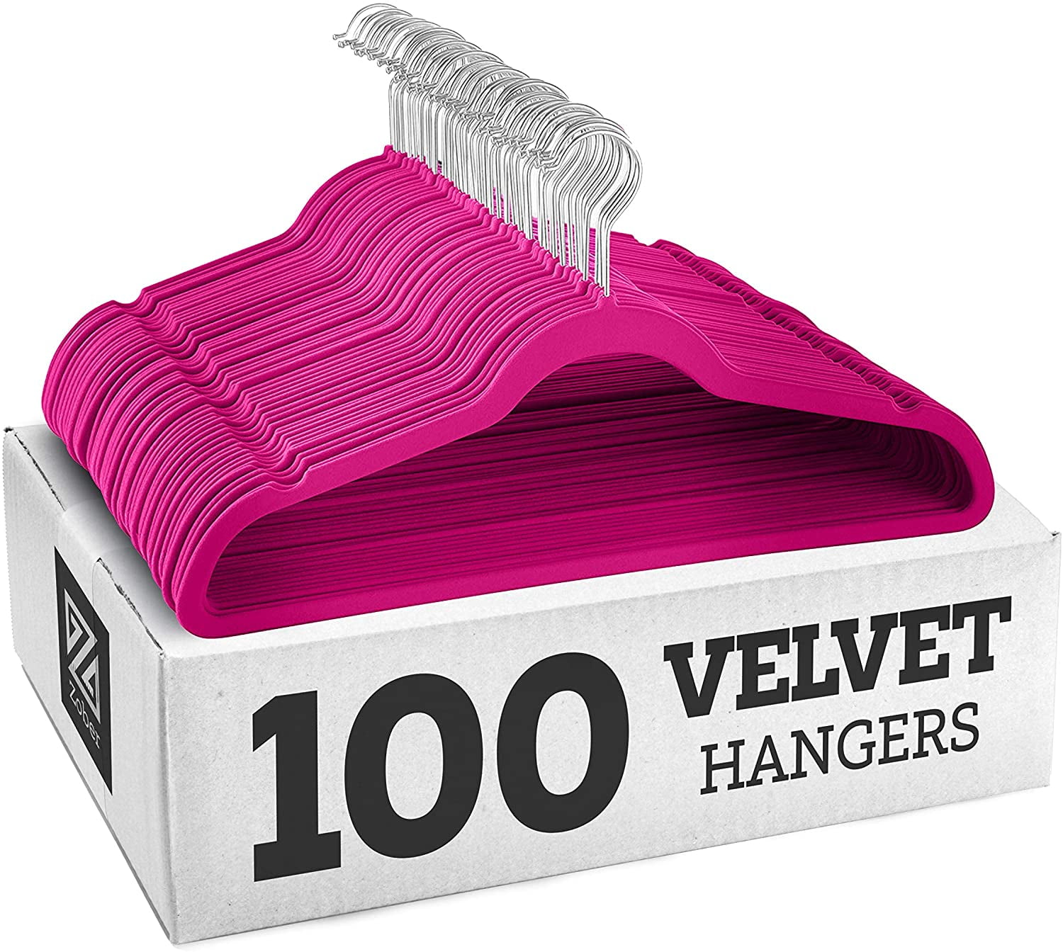 Zober Velvet Ultra Slim Non Slip Shirt Hangers, 100 Pack, Black 