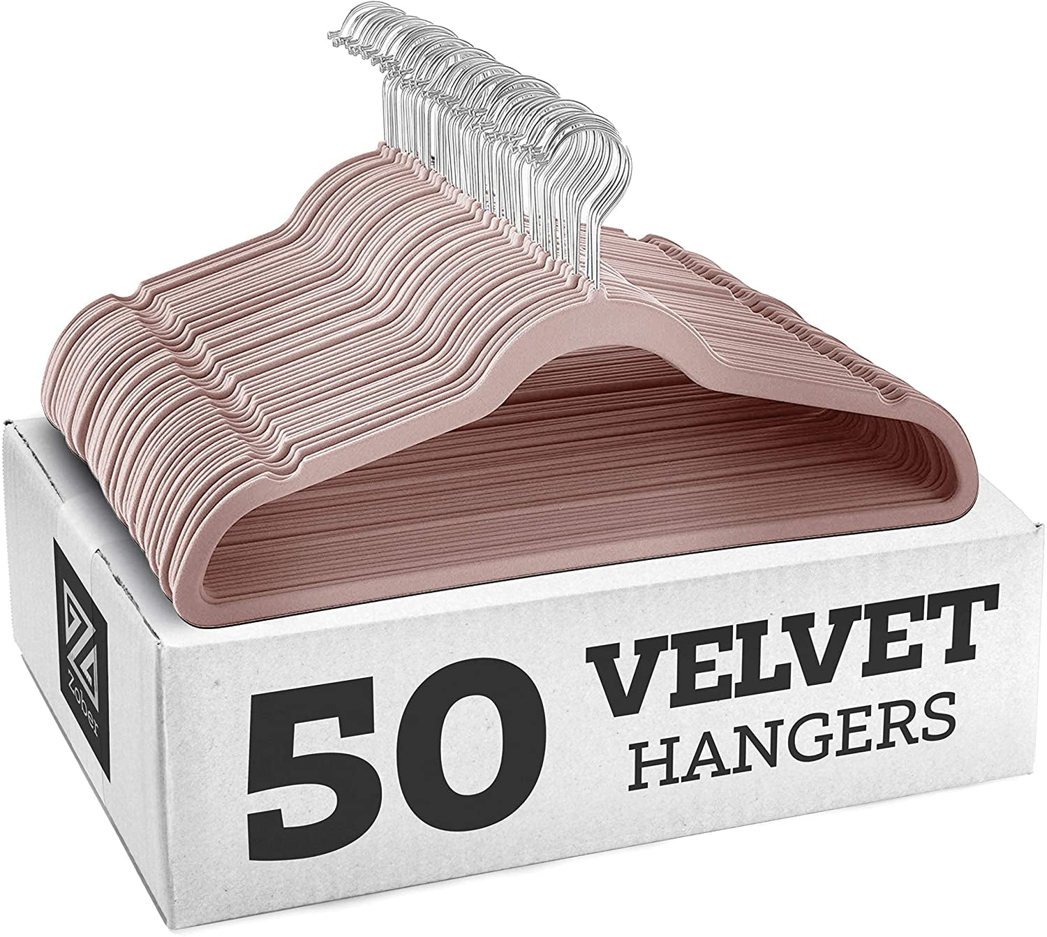 ZOBER Premium Kids Velvet Hangers (14” Inch - 50 Pack) Non Slip