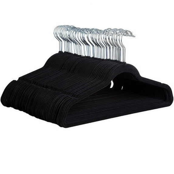 Zober Velvet Ultra Slim Non Slip Shirt Hangers, 50 Pack, Ebony