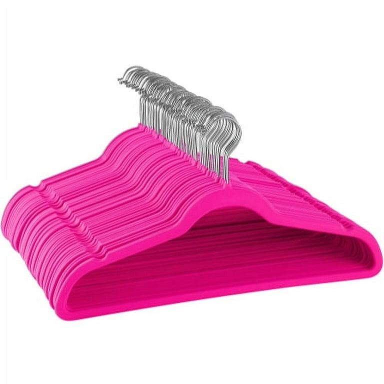 Zober Velvet Ultra Slim Non Slip Shirt Hangers, 50 Pack, Magenta, Pink