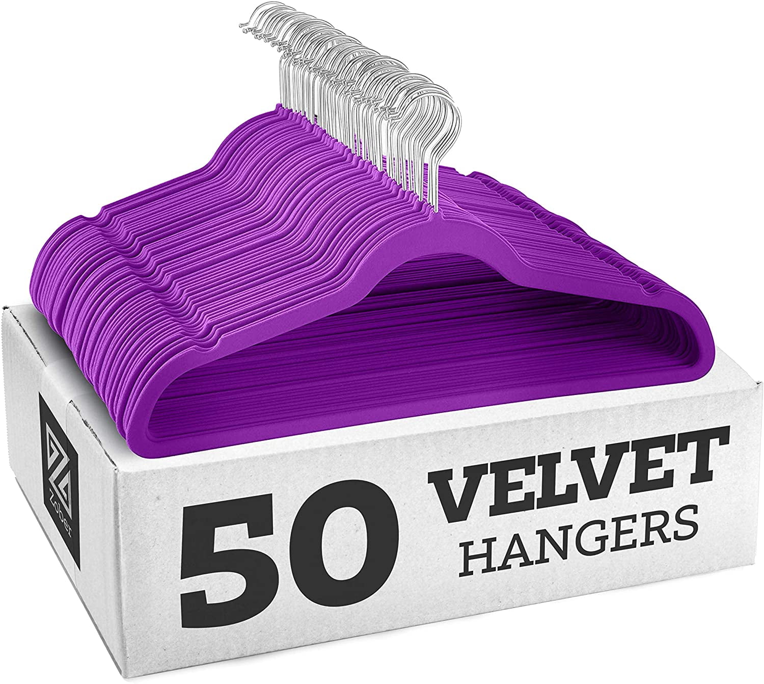 ZOBER Kids Velvet Hangers (14” Inch - 50 Pack) Non-Slip Junior