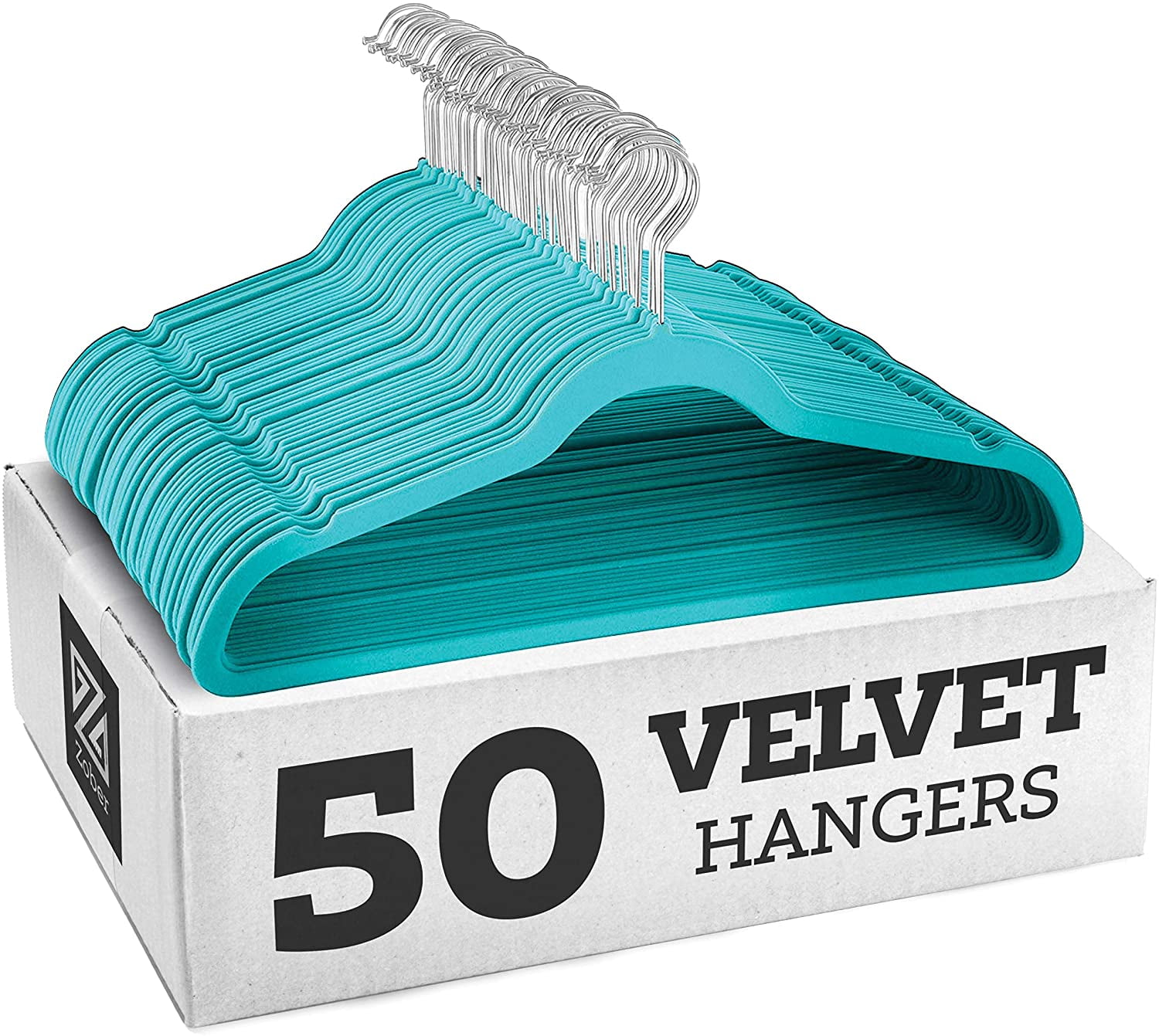Zober Velvet Ultra Slim Non Slip Shirt Hangers, 50 Pack, Blush, Pink