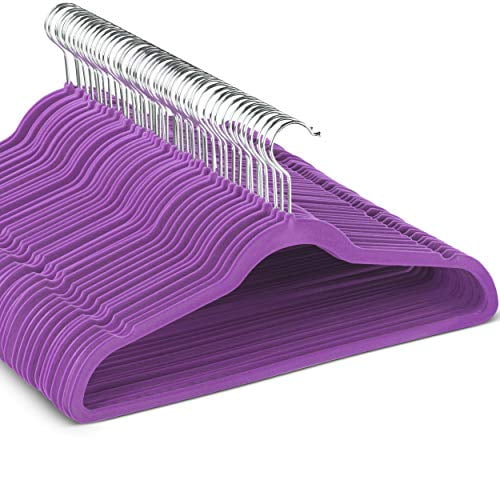 Zober Velvet Ultra Slim Non Slip Shirt Hangers, 50 Pack, Violet
