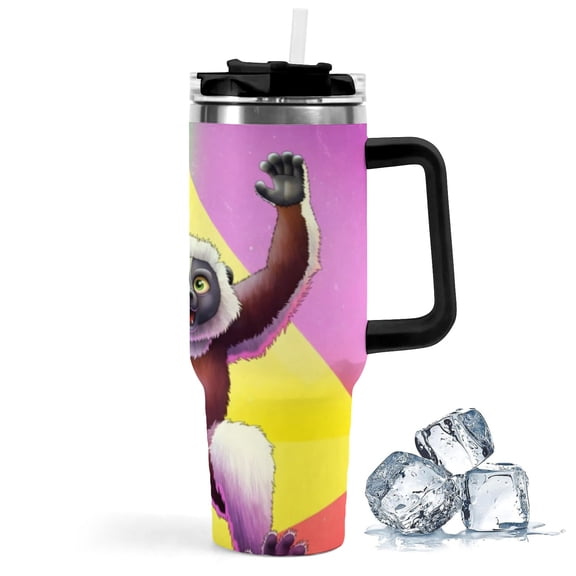Zoboomafoo-theme Insulated Stainless Steel Tumbler with Handle Gifts For Family Friends Fans and Straw Fits in Standard Cup Holder 40 OZ