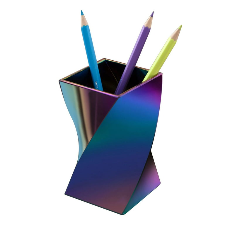 Zodaca Stylish Wave Pen Holder, Pencil Cup Desk & Makeup Brushes Organizer,  Aurora Themed