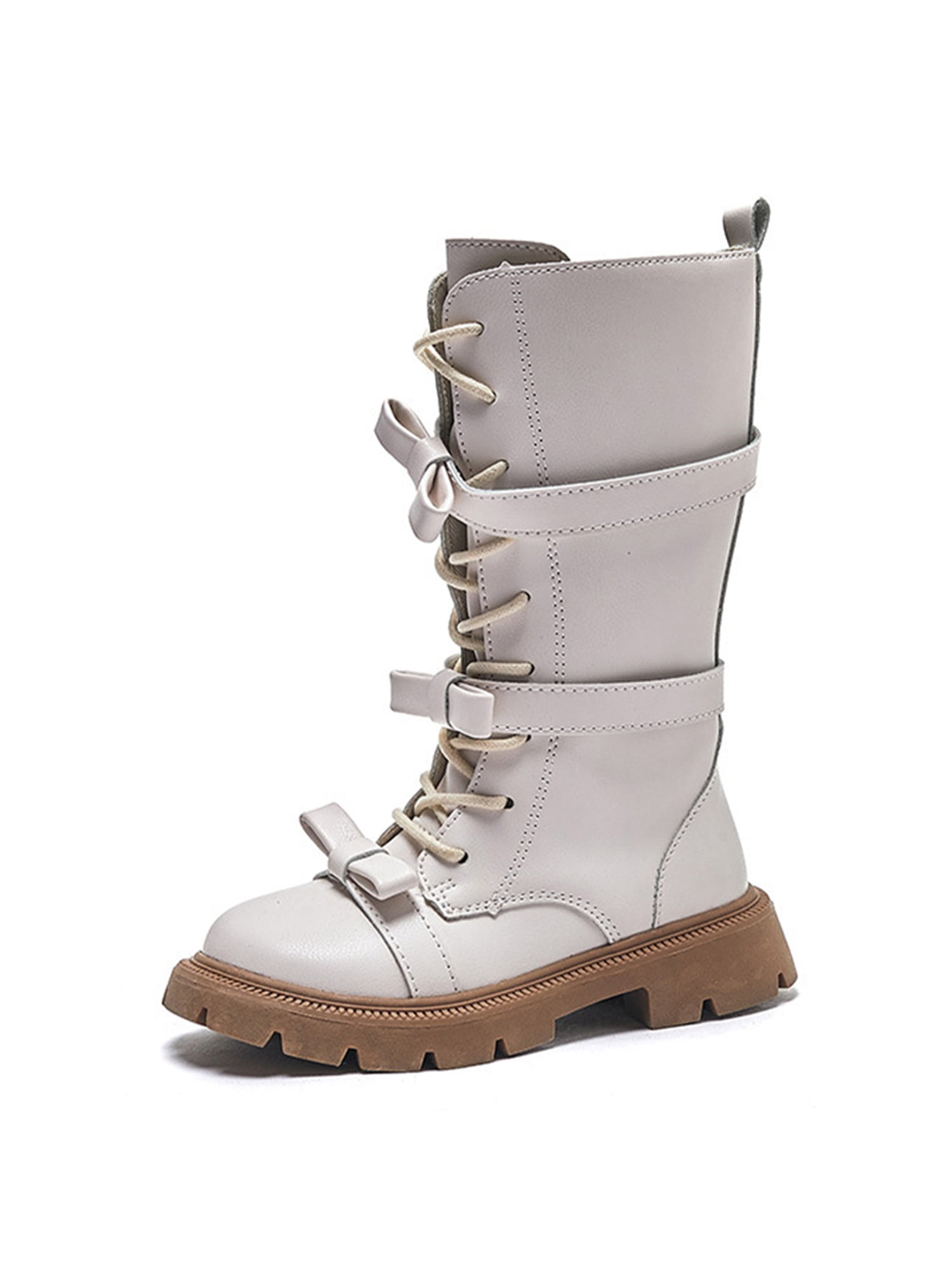 Zodanni Kids Girl Knee High Boots Faux Leather Riding Boot Side Zipper Winter Shoes Children