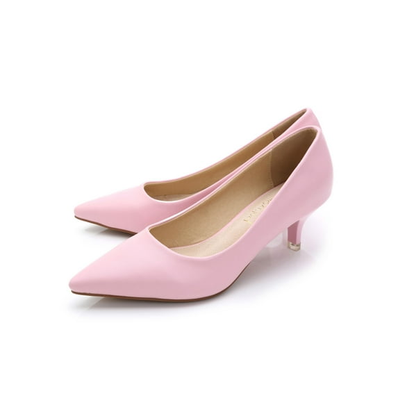 Zodanni Ladies Comfort Heels Party Anti-Slip Kitten Heel Lightweight Fashion Slip On Pumps Pink 7.5