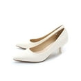 thumbnail image 1 of Zodanni Ladies Comfort Heels Party Anti-Slip Kitten Heel Lightweight Fashion Slip On Pumps White 5, 1 of 9