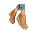 thumbnail image 1 of Zodanni Women Platform Loafers Comfort Suede Moccasins Low Top Wedge Driving Shoes Brown, 1 of 4