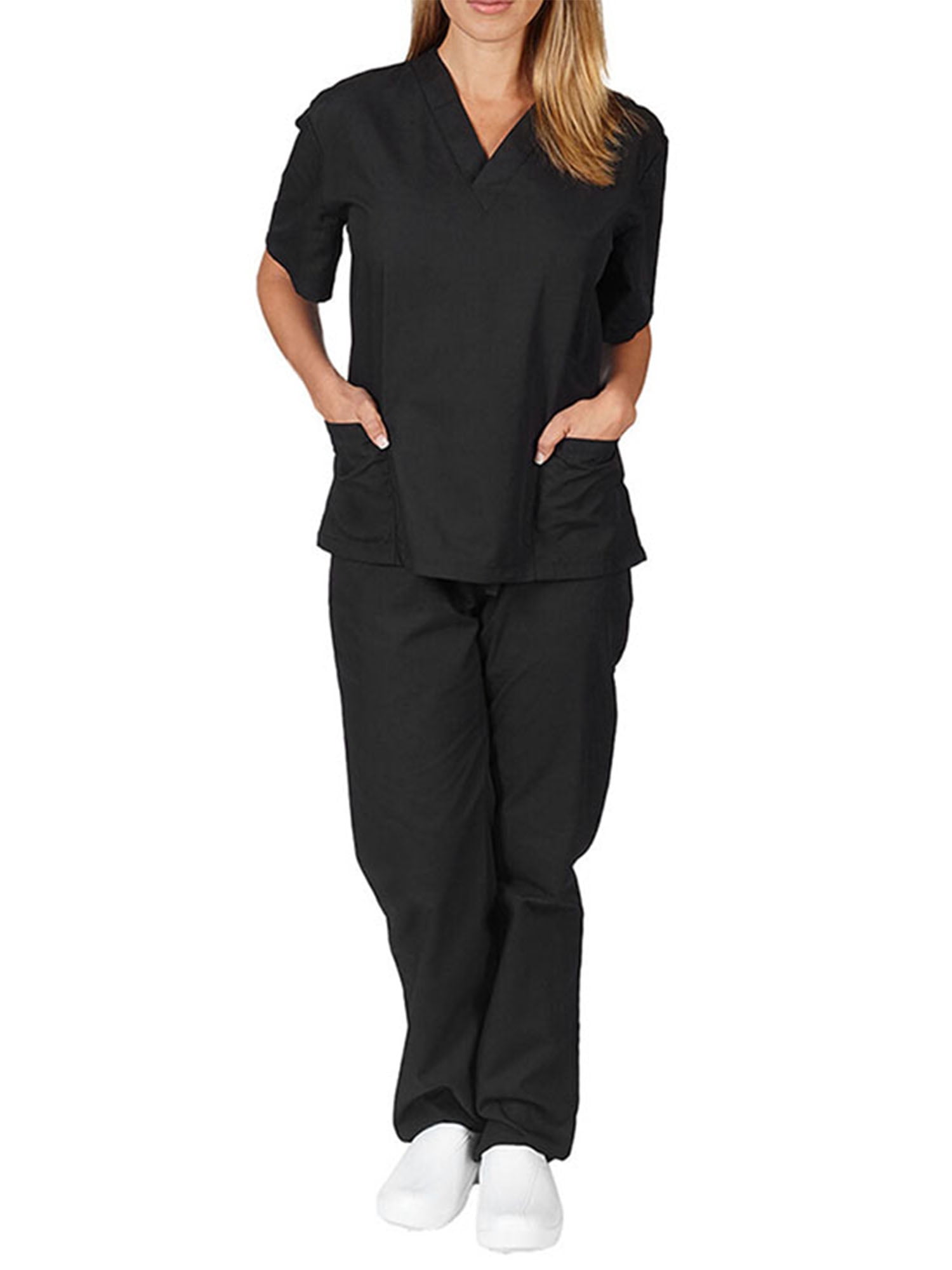 Unisex Scrub Set Medical Uniform Black Nurse Workwear Scrubs Top and Pant V  Neck Doctor Nursing Tunic Suit Scrubs Uniforms Women - AliExpress