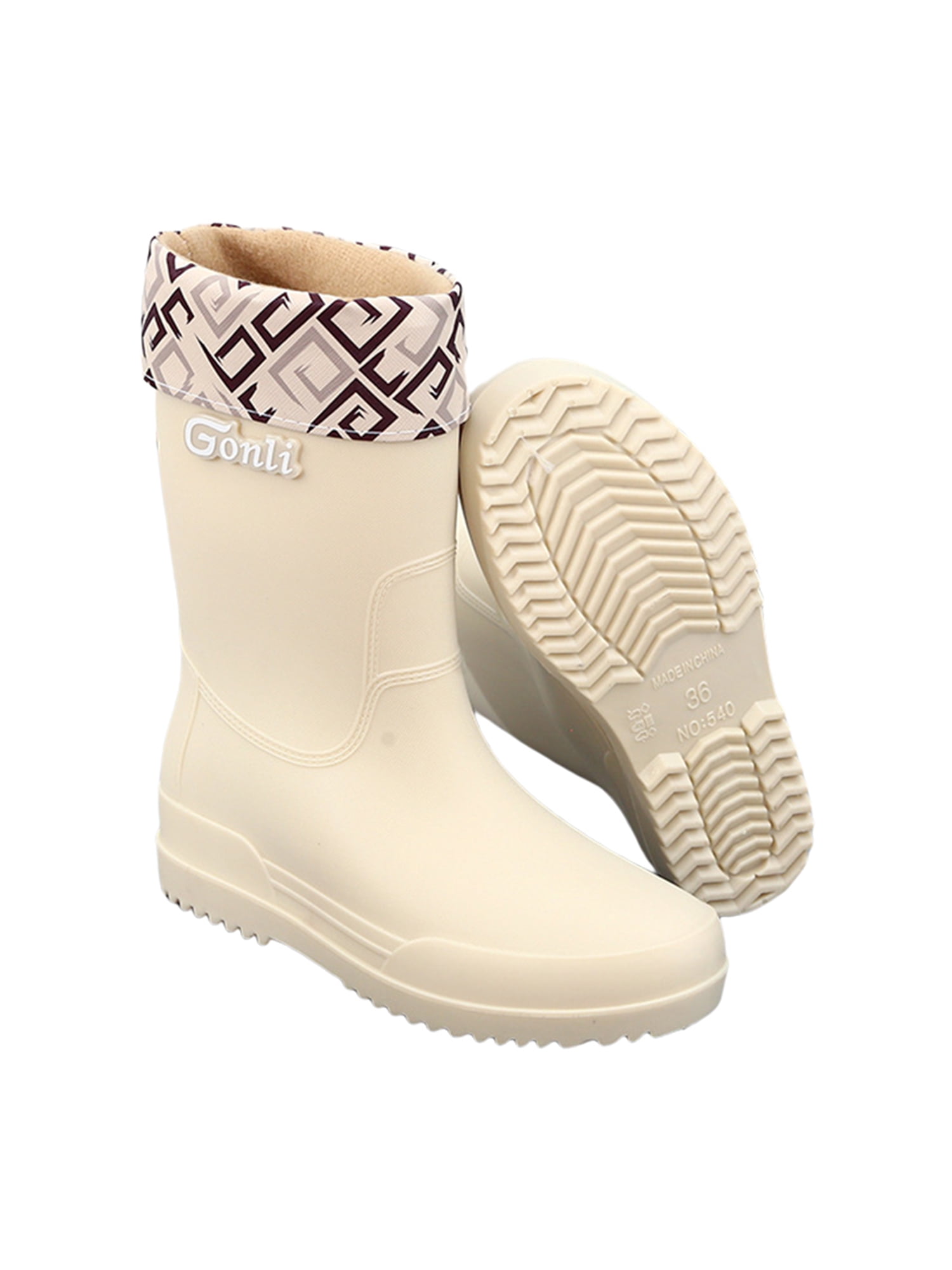 Zodanni Women's Garden Shoes With Lined Rain Boots Pull On Waterproof