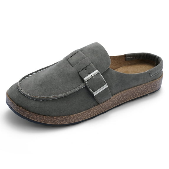 Zodanni Womens Slip On Mules Shoes Backless Loafers Flats Closed Toe Outdoor Indoor Slippers Gray 8