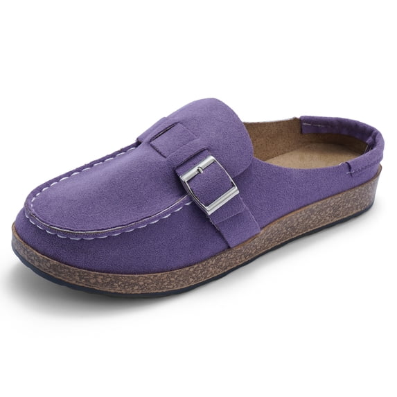 Zodanni Womens Slip On Mules Shoes Backless Loafers Flats Closed Toe Outdoor Indoor Slippers Purple 9