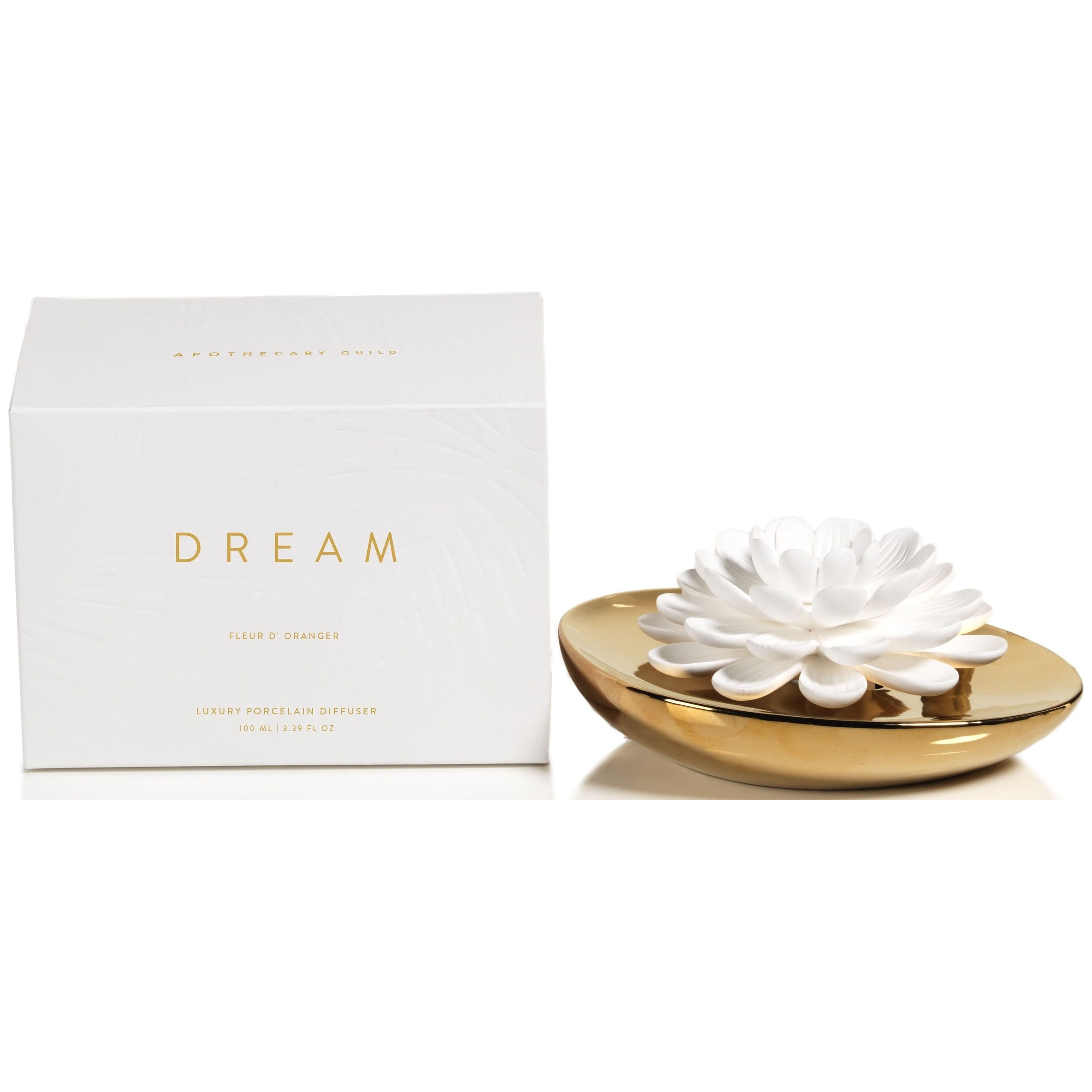 Elegant Floral Porcelain Reed Diffuser with Gold Tone Ceramic