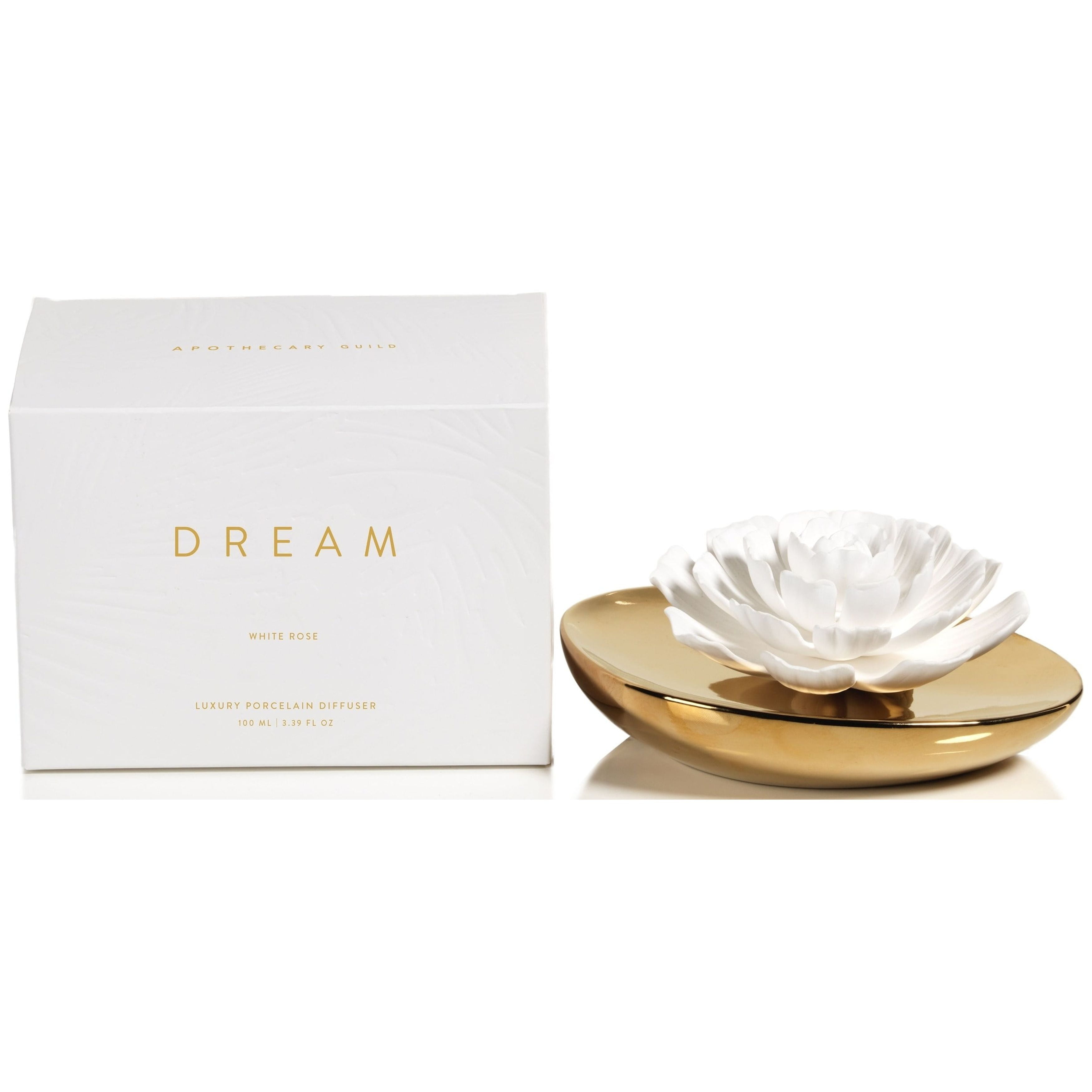 Gold & White Porcelain White Rose Reed Diffuser