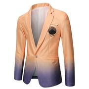 Zodggu Blazers Corduroy Jacket Suit for Men Lightweight Lapel Collar Jacket Button Front Stretch Suit Coat Long Sleeve Tuxedo Slim Fit Gradient Sports Business Pocket Office Orange 8
