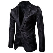 Zodggu Blazers Corduroy Jacket Suit for Men Lightweight Lapel Collar Jacket Button Front Stretch Suit Coat Long Sleeve Tuxedo Slim Fit Vintage Graphic Sports Business Pocket Office Black 12