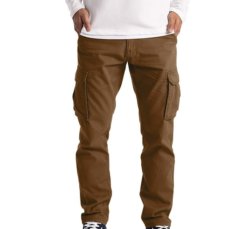 Pockets Pants Male Length Fitness Casual Mens Pants Comfy Elastic Outdoor Daily Trousers Straight Khaki Soft Cargo Multiple Cozy Zodggu Waist Fashion Full Lounge Type Color Solid 18