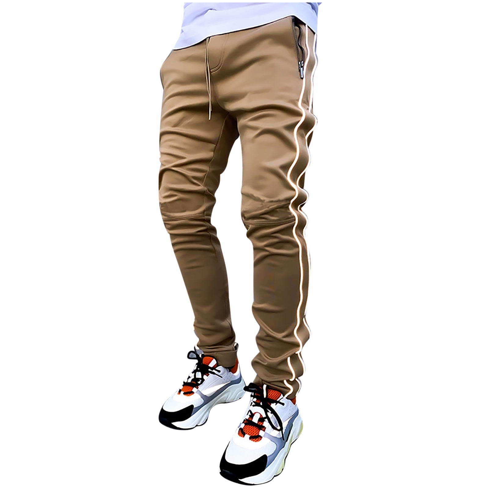 Zodggu Mens Straight Leg Pants Comfy Lounge Casual Elastic Waist